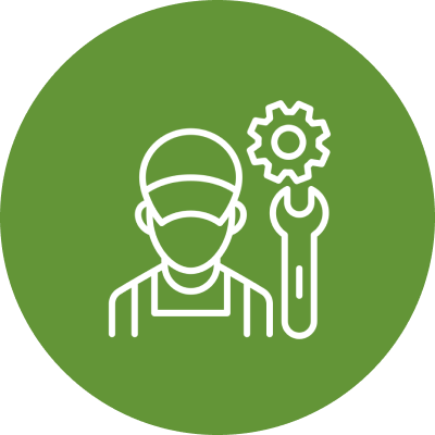 Mechanic icon with wrench and gear.